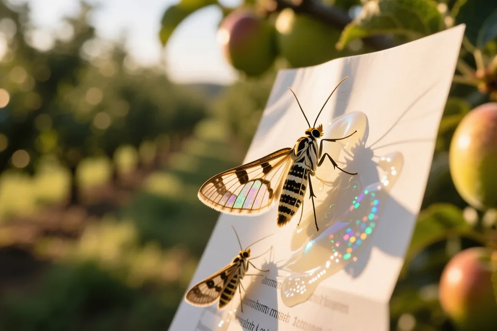 Trampa con feromona colocada para capturar insectos adultos