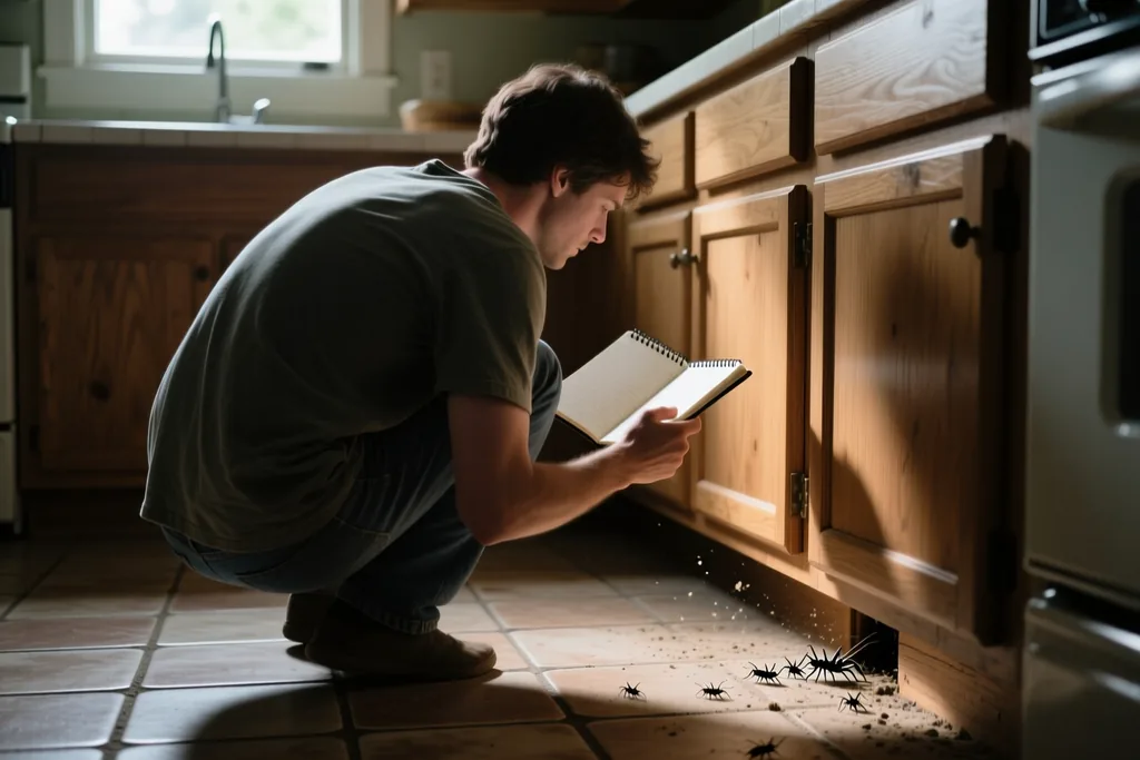 Inspección de una plaga doméstica en una vivienda